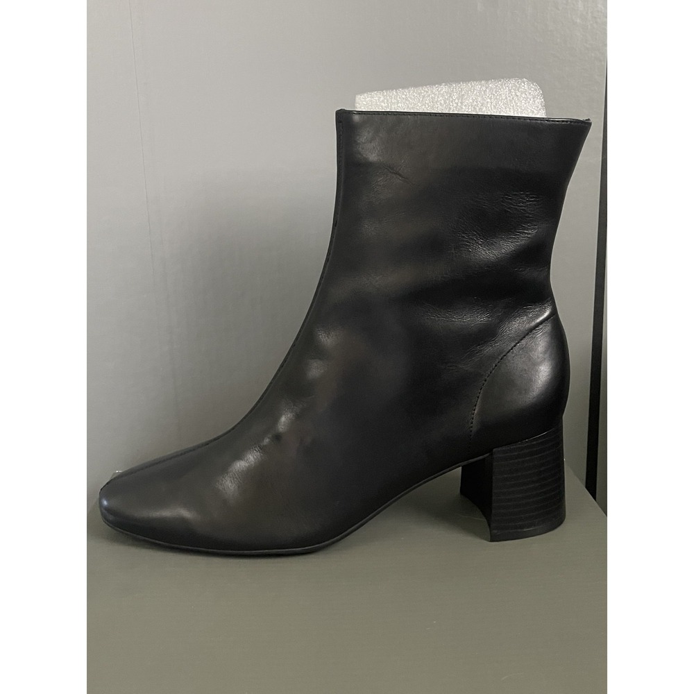 Arezzo Boots Womens Size 11 Black Leather Bota Salto Medio Ankle Heel Booties